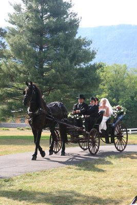 Doing the victory lap in the carriage with the pretty...